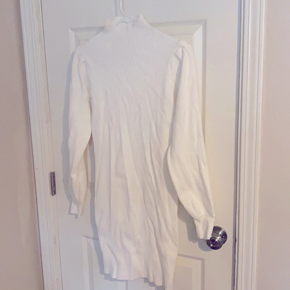 White sweater dress
